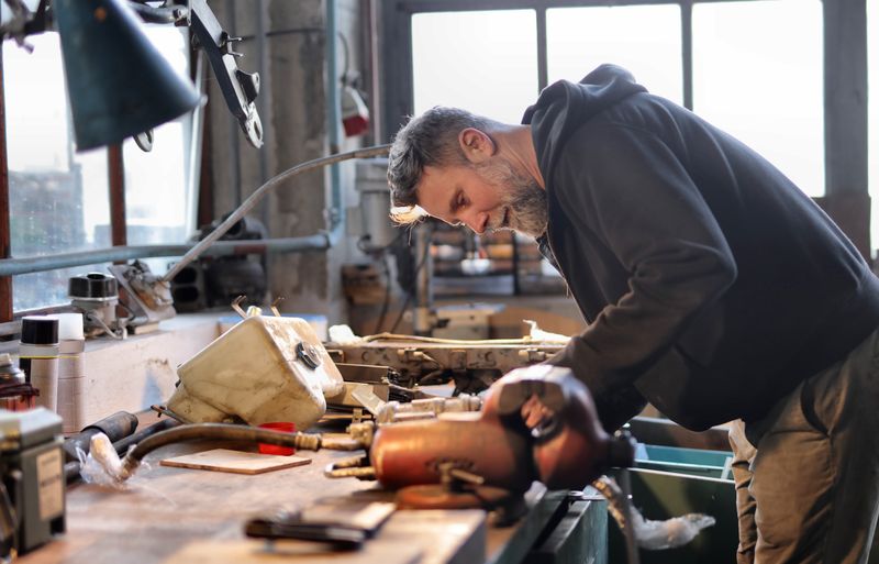 Tradesperson working in a workshop